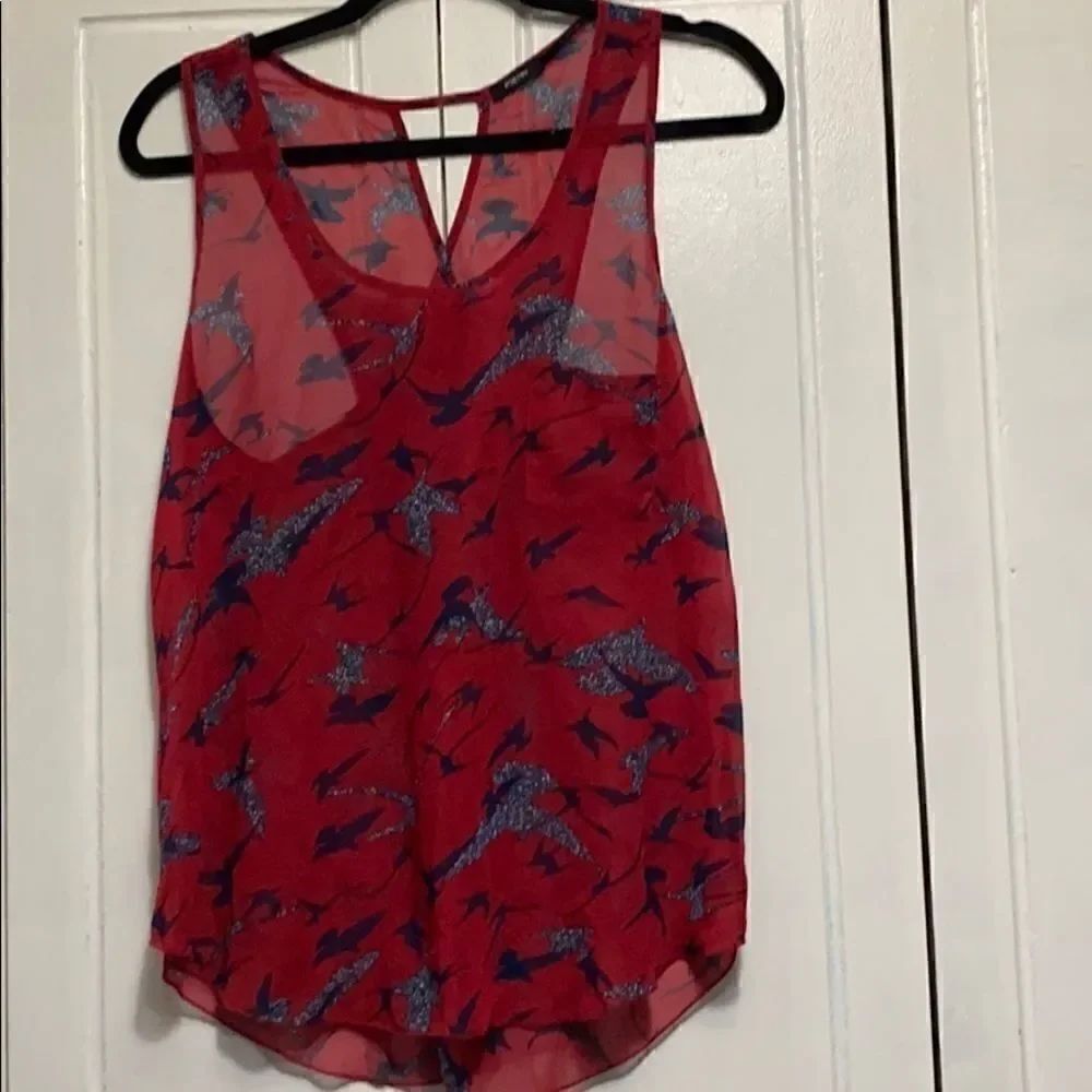Poetry sheer print blouse racer back size large